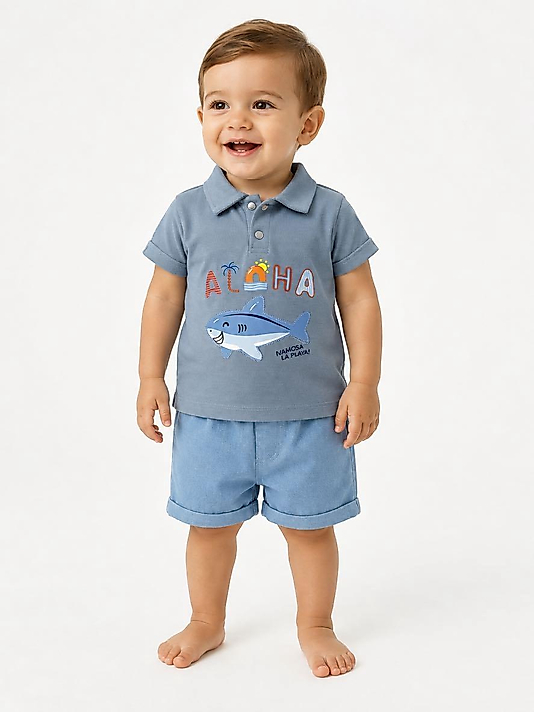 Erkek Bebek Lacoste Şortlu Takım