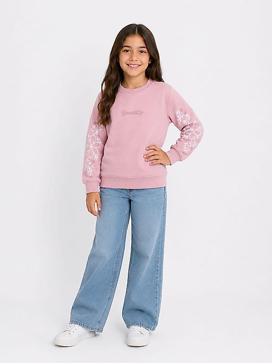 Kolları Nakış ve Baskılı Sweat