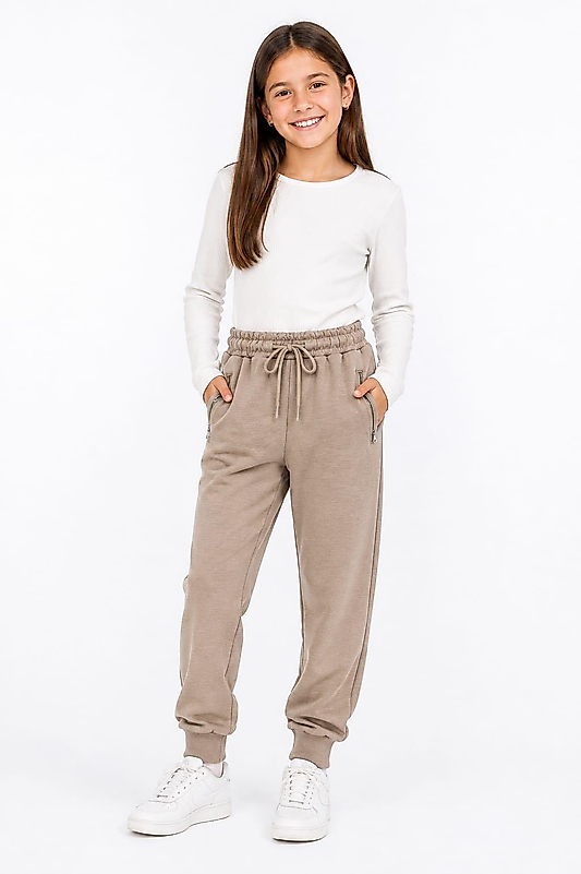 Unisex Bej Renk Eşofman Alt