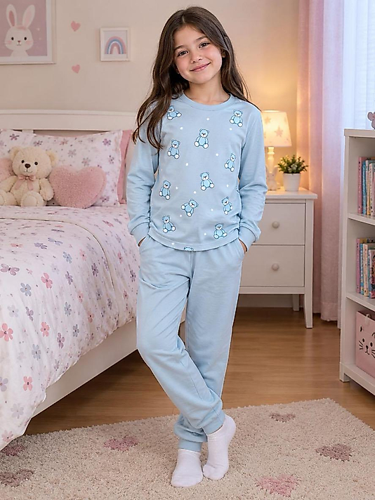 Ayıcık Baskılı Pijama Takımı