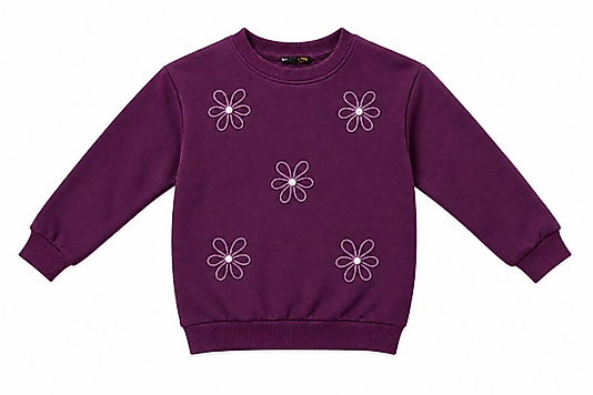 Çiçek Nakışlı İncili Sweat
