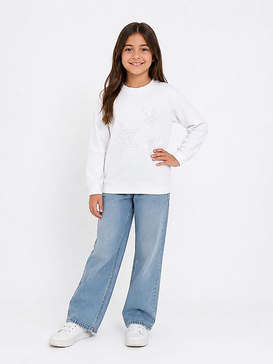 Yıldız Nakışlı Taşlı Sweat