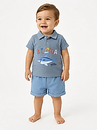 Erkek Bebek Lacoste Şortlu Takım