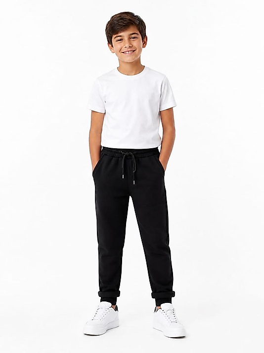 Unisex Siyah Double Paça Okul Pantolunu